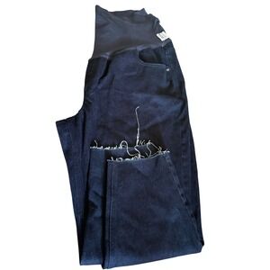 Old Navy Maternity Full Panel Dark Wash Distressed Hem Jeans Size 18